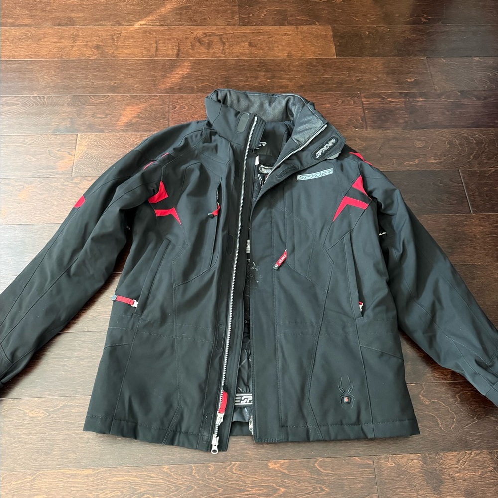 Spyder Men's Black and Red Ski Jacket